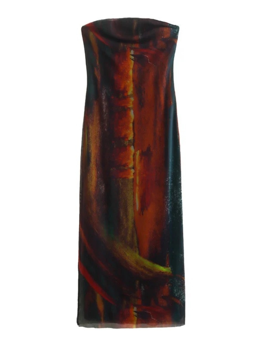 ZARA | Strapless Abstract Print Maxi Dress